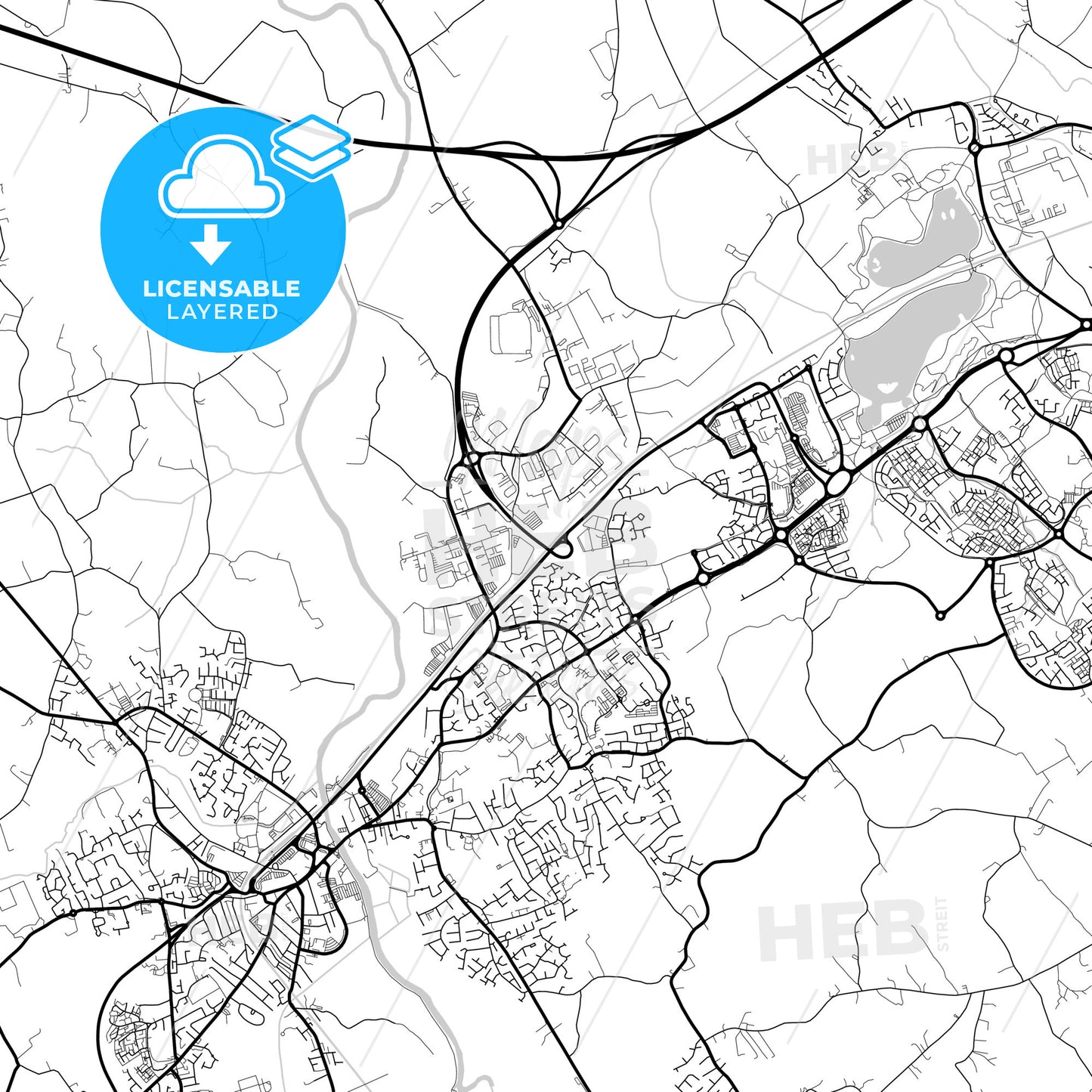 Layered PDF map of Craigavon, Craigavon, Northern Ireland