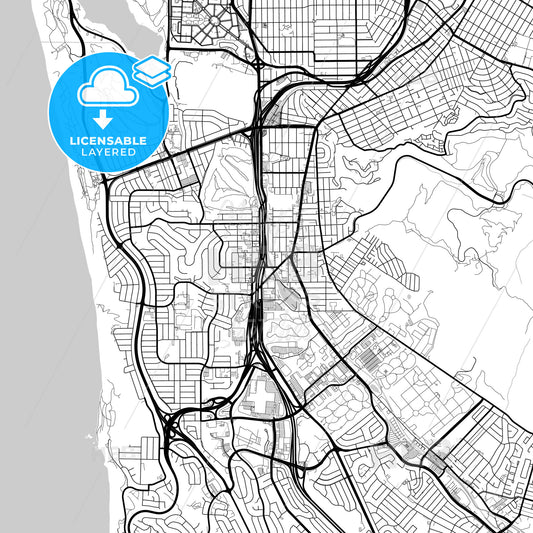 Layered PDF map of Daly City, California, United States
