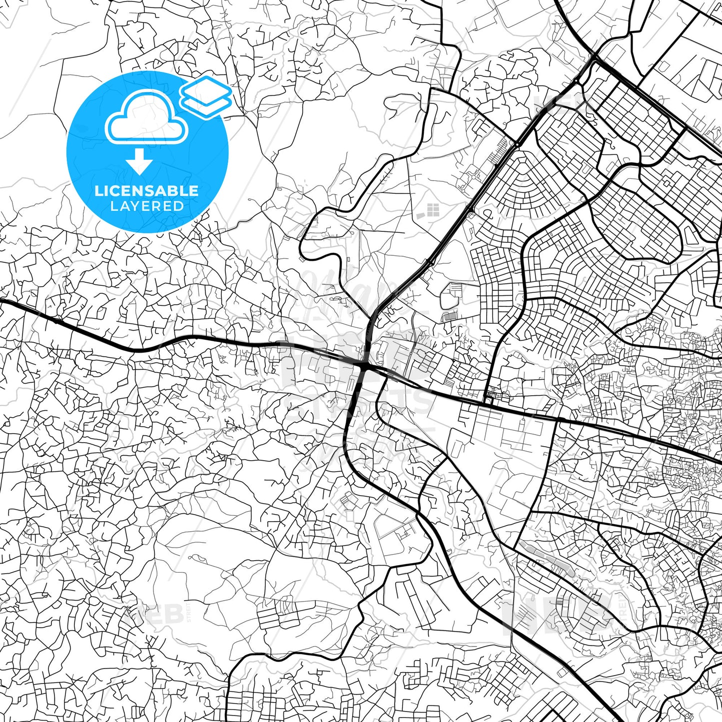 Layered PDF map of Dar es Salaam, Tanzania