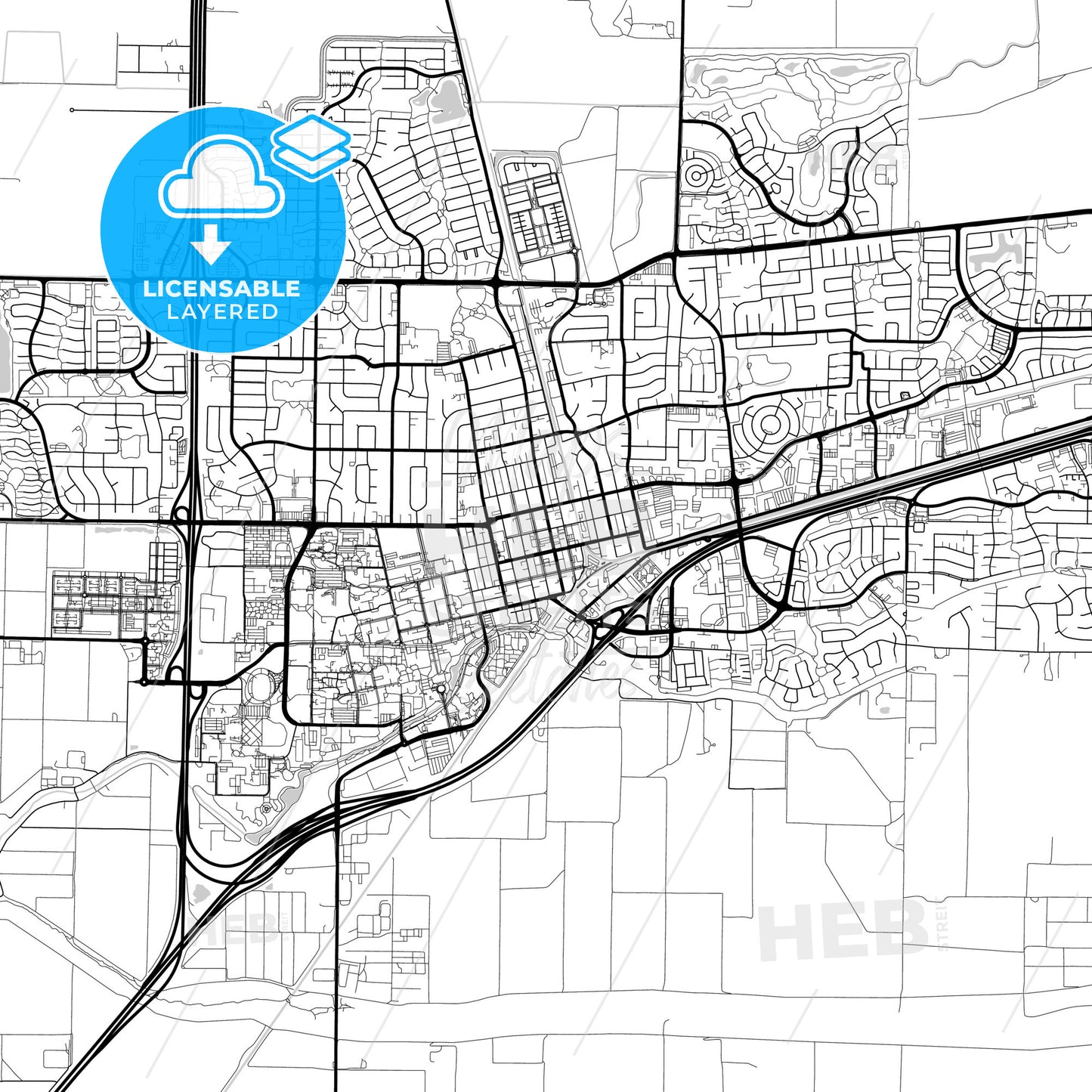 Layered PDF map of Davis, California, United States