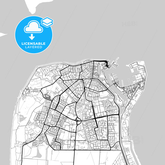 Layered PDF map of Den Helder, North Holland, Netherlands