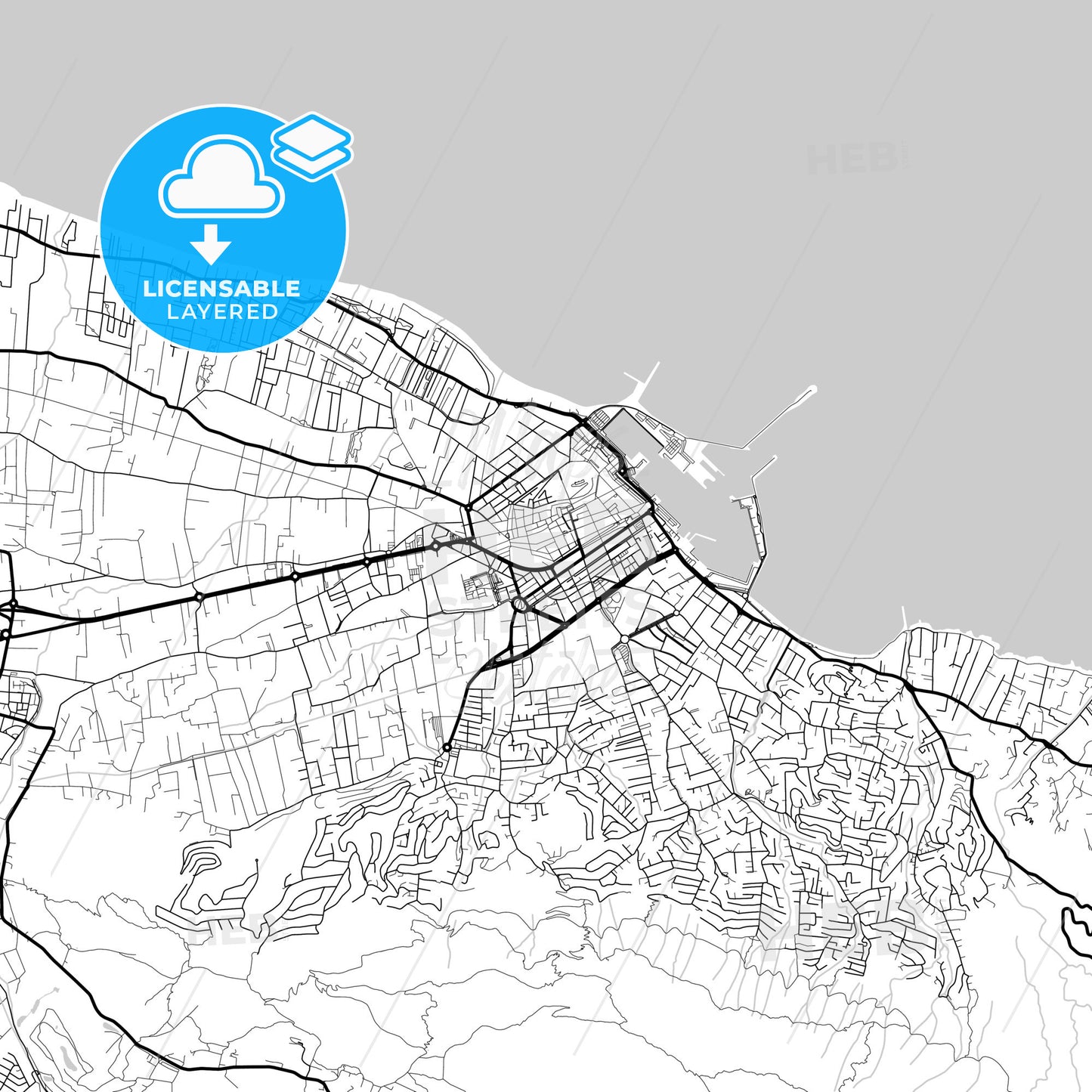 Layered PDF map of Denia, Alicante, Spain