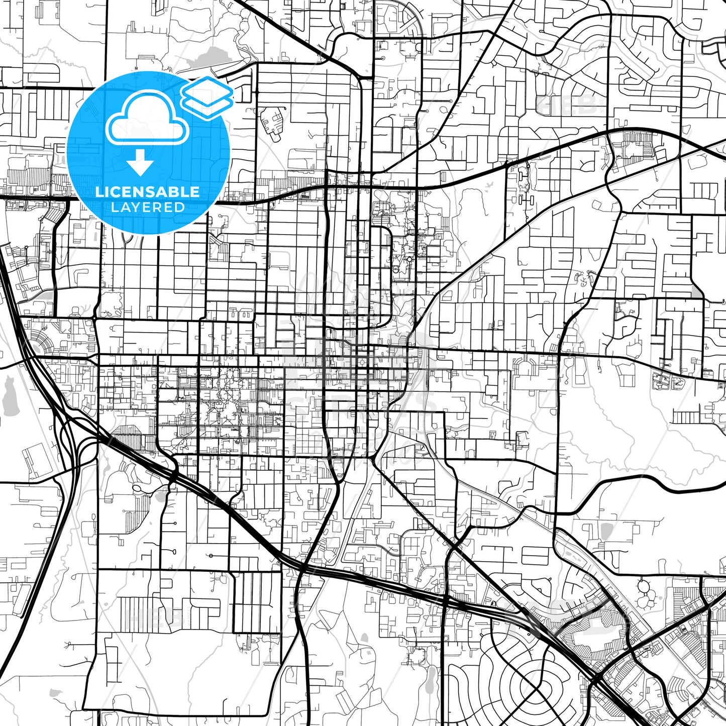 Layered PDF map of Denton, Texas, United States