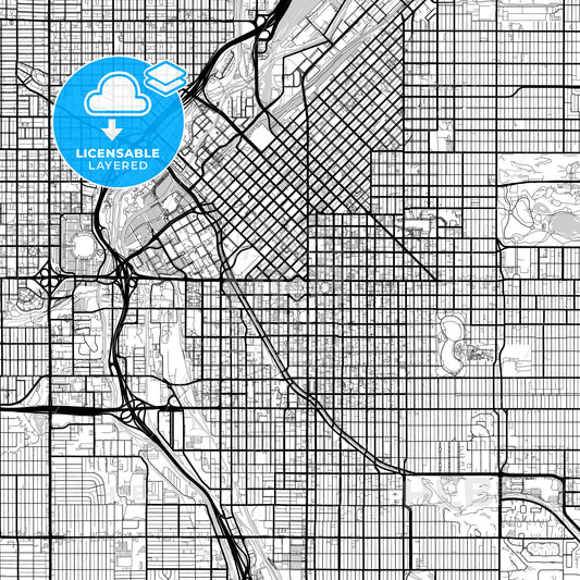 Layered PDF map of Denver, Colorado, United States