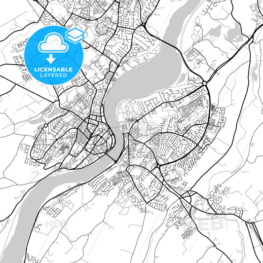 Layered PDF map of Derry, Derry, Northern Ireland