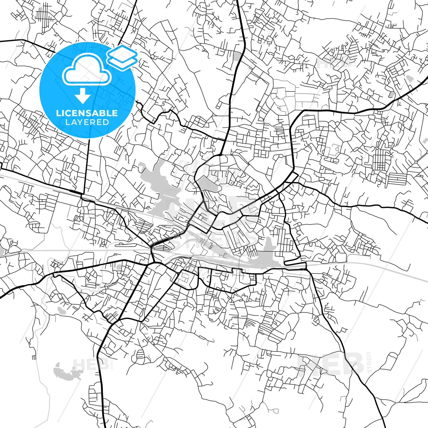 Layered PDF map of Dhanbad, Jharkhand, India