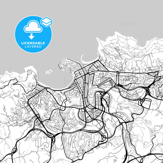 Layered PDF map of Donostia / San Sebastián, Gipuzkoa, Spain
