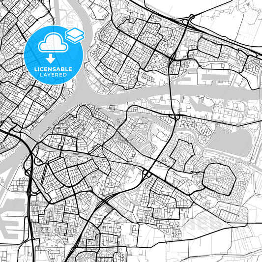 Layered PDF map of Dordrecht, South Holland, Netherlands