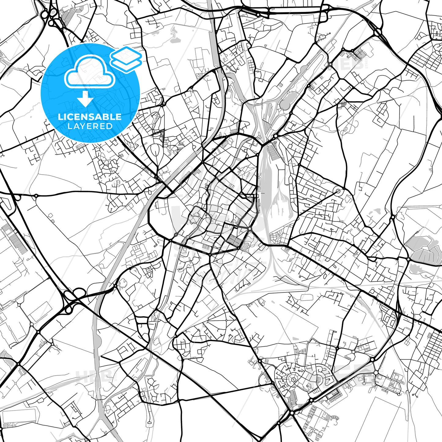 Layered PDF map of Douai, Nord, France
