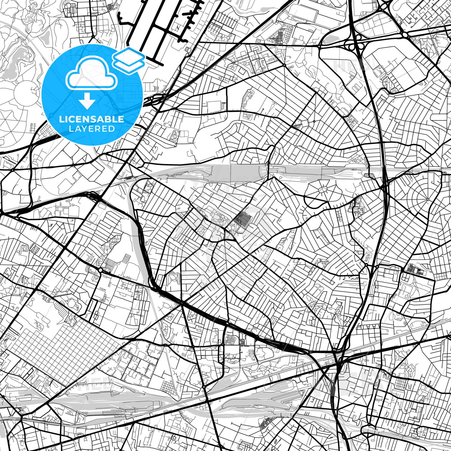 Layered PDF map of Drancy, Seine-Saint-Denis, France