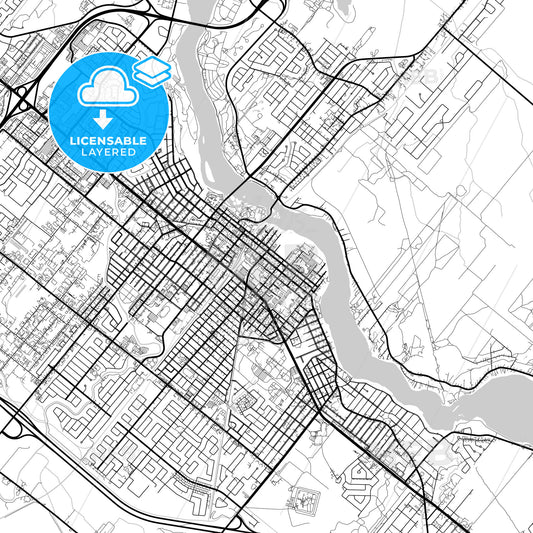 Layered PDF map of Drummondville, Quebec, Canada