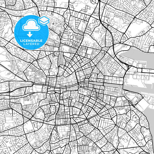 Layered PDF map of Dublin, County Dublin, Ireland