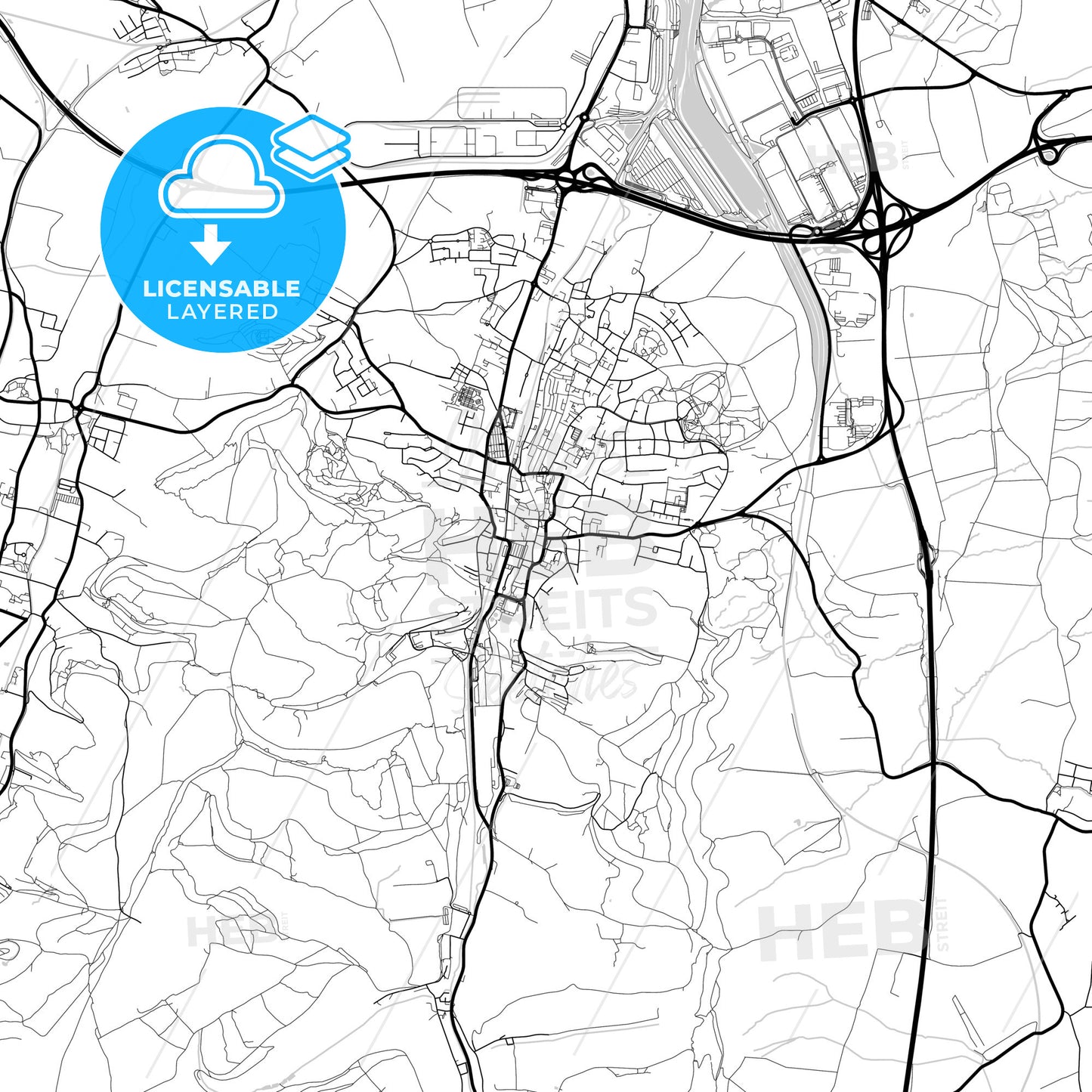 Layered PDF map of Dudelange, Esch-sur-Alzette, Luxembourg