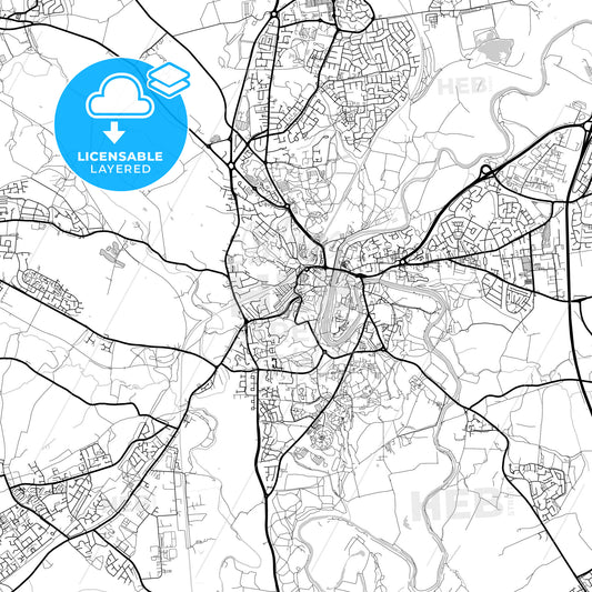 Layered PDF map of Durham, North East England, England