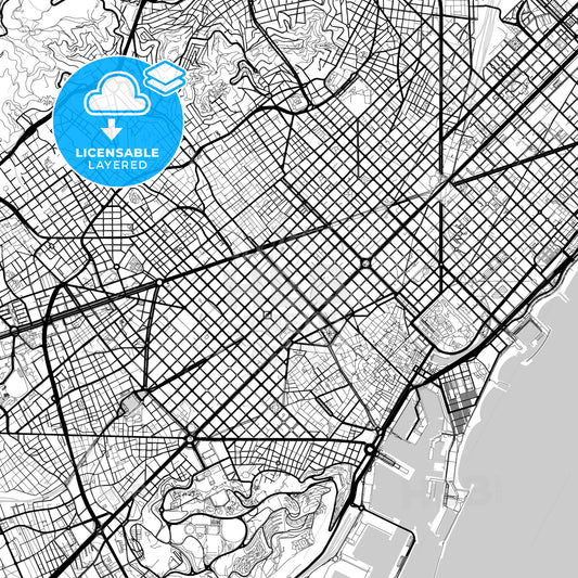 Layered PDF map of Eixample, Barcelona, Spain