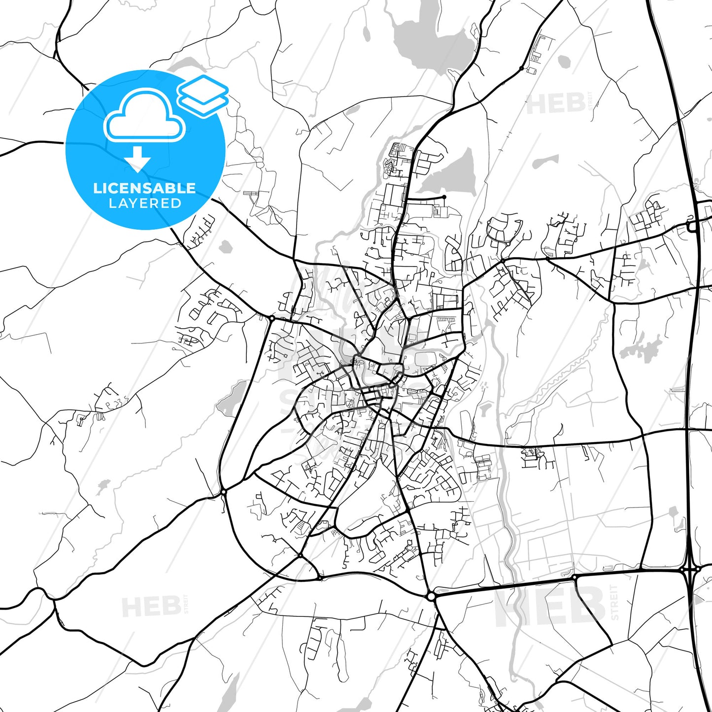 Layered PDF map of Ennis, County Clare, Ireland