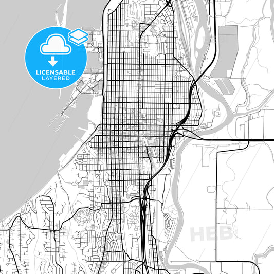 Layered PDF map of Everett, Washington, United States
