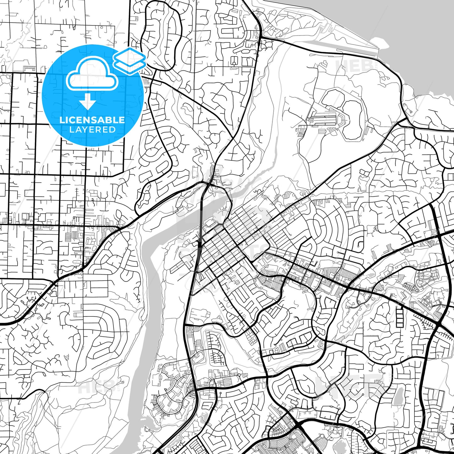 Layered PDF map of Folsom, California, United States