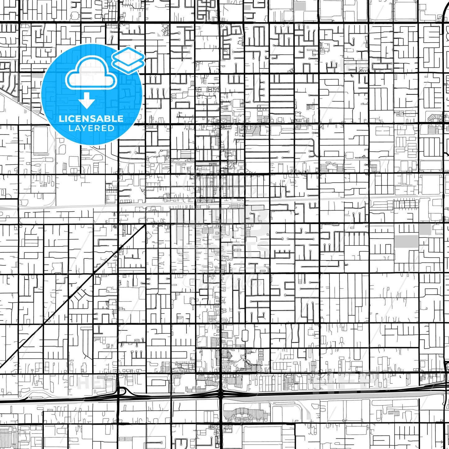 Layered PDF map of Fontana, California, United States