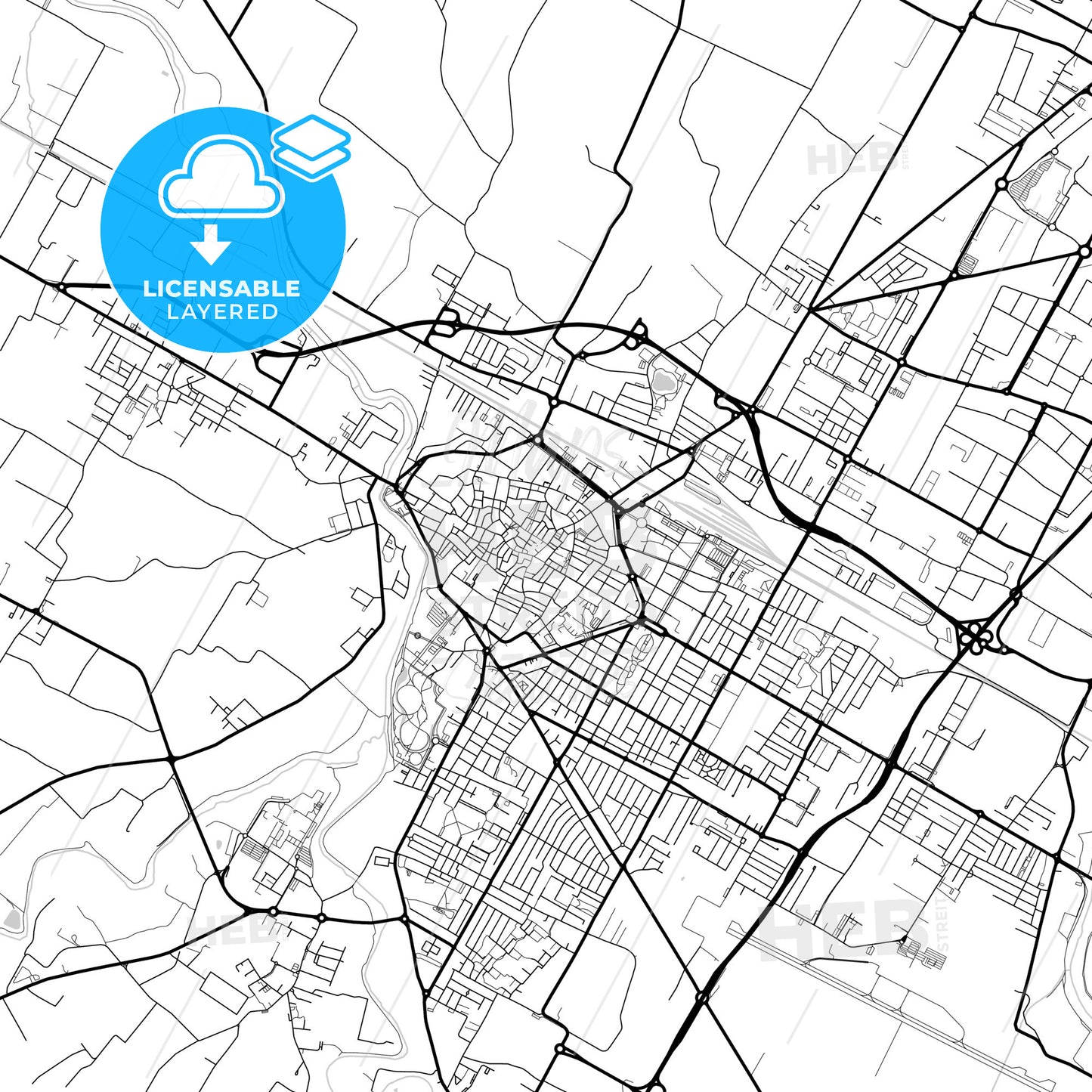 Layered PDF map of Forlì, Emilia-Romagna, Italy