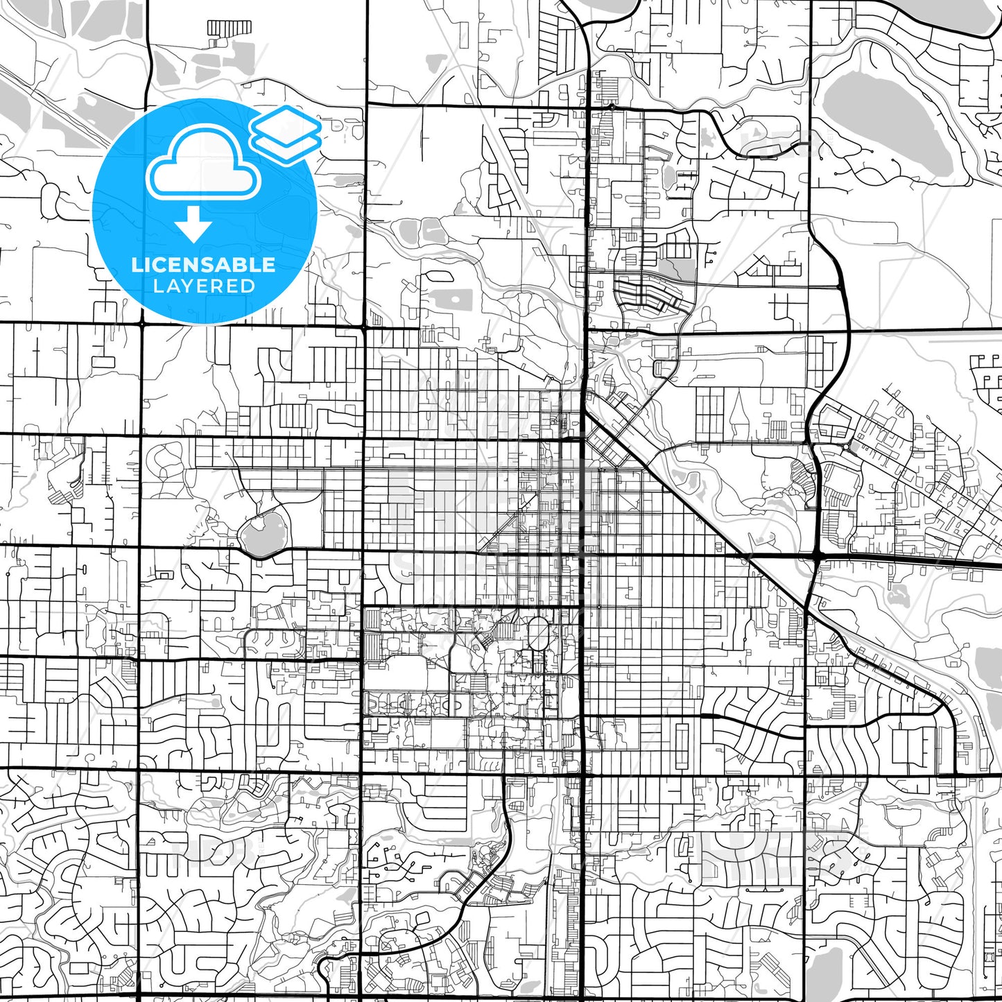 Layered PDF map of Fort Collins, Colorado, United States