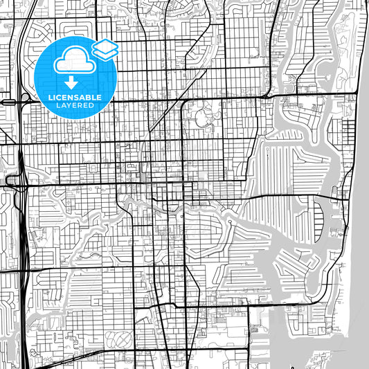 Layered PDF map of Fort Lauderdale, Florida, United States