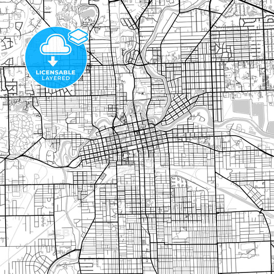 Layered PDF map of Fort Wayne, Indiana, United States