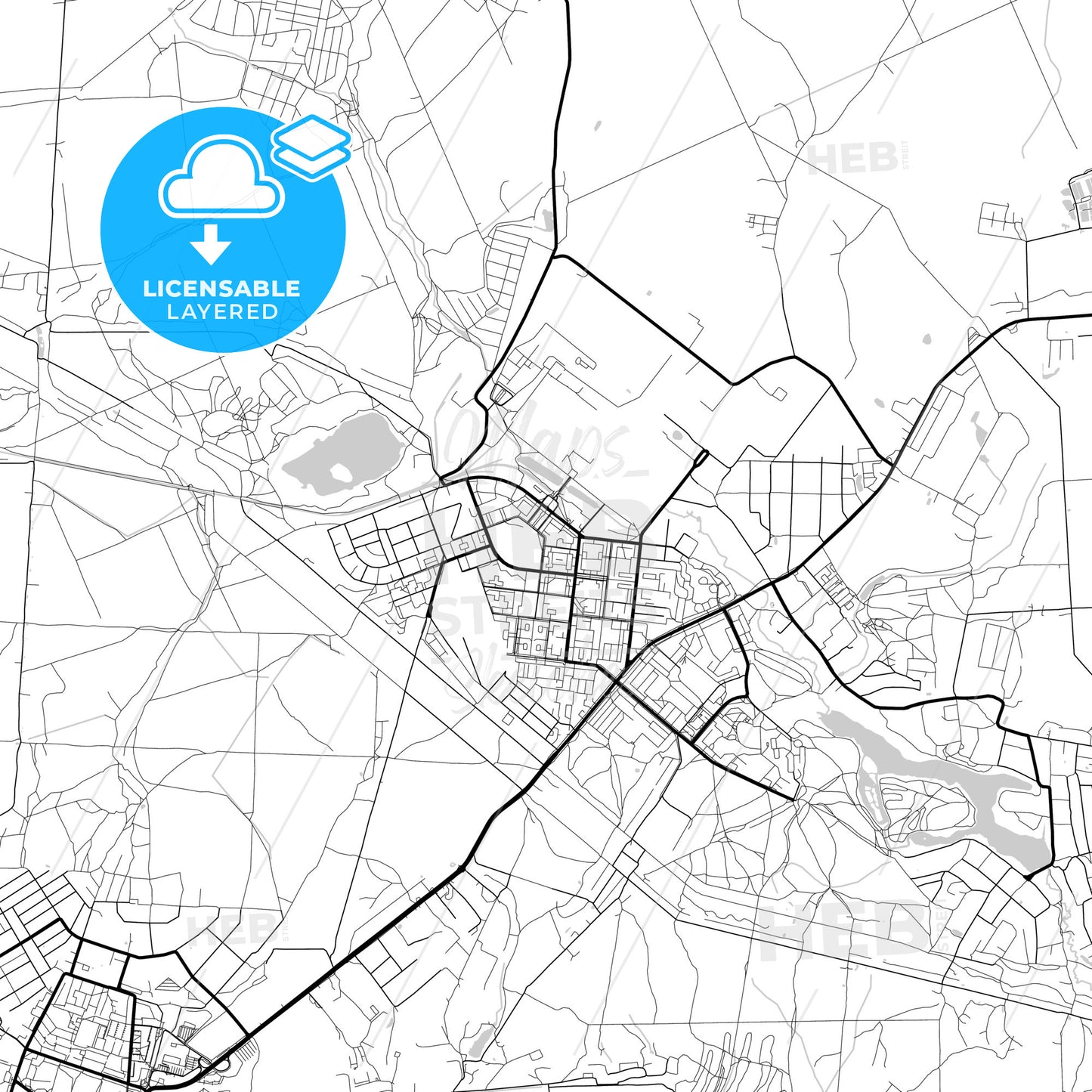 Layered PDF map of Fryazino, Moscow Oblast, Russia