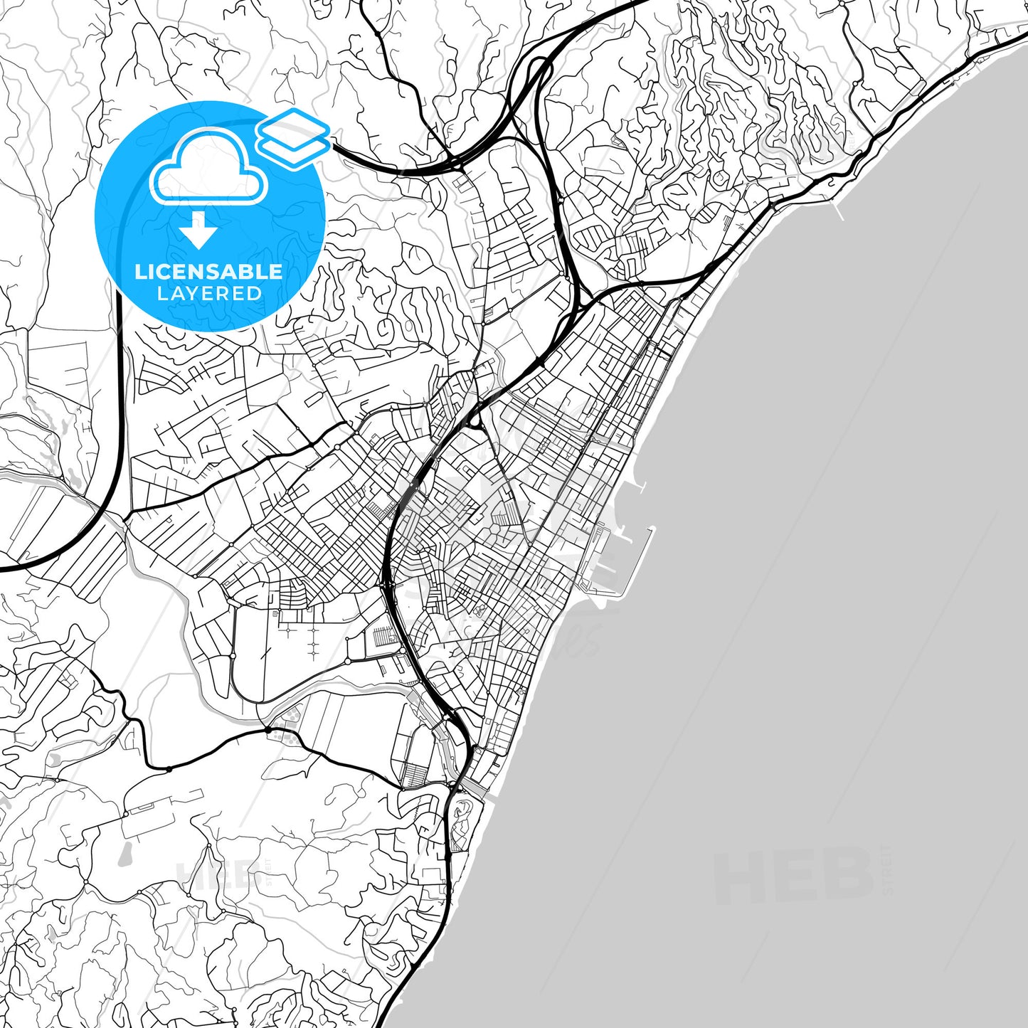 Layered PDF map of Fuengirola, Málaga, Spain