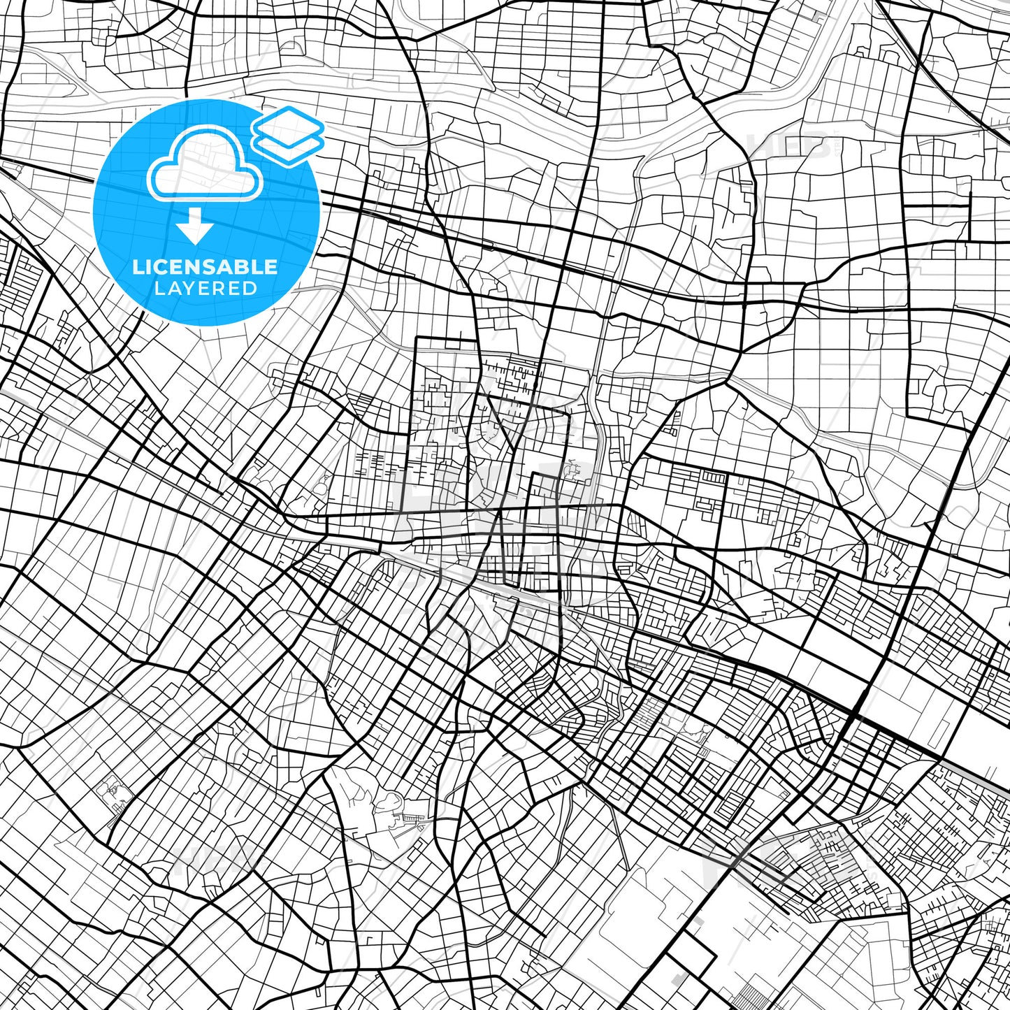 Layered PDF map of Fukaya, Saitama, Japan