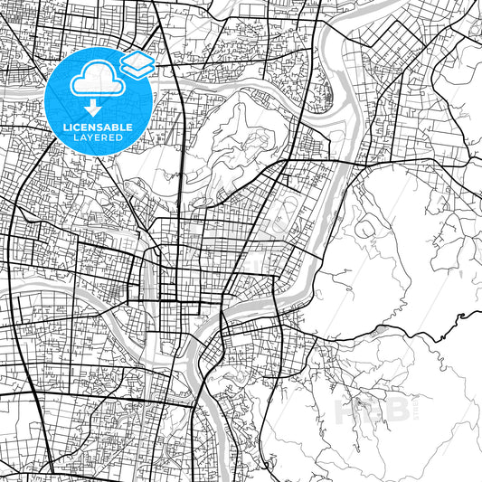 Layered PDF map of Fukushima, Fukushima, Japan