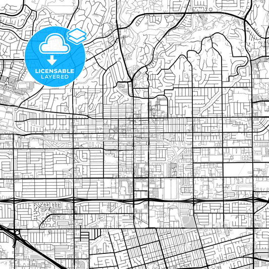 Layered PDF map of Fullerton, California, United States