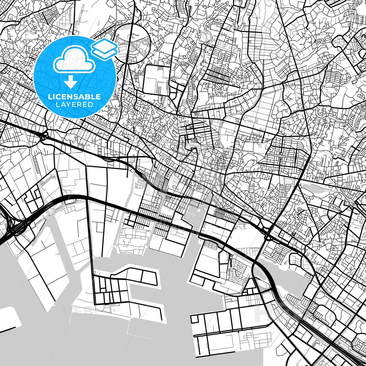 Layered PDF map of Funabashi, Chiba, Japan