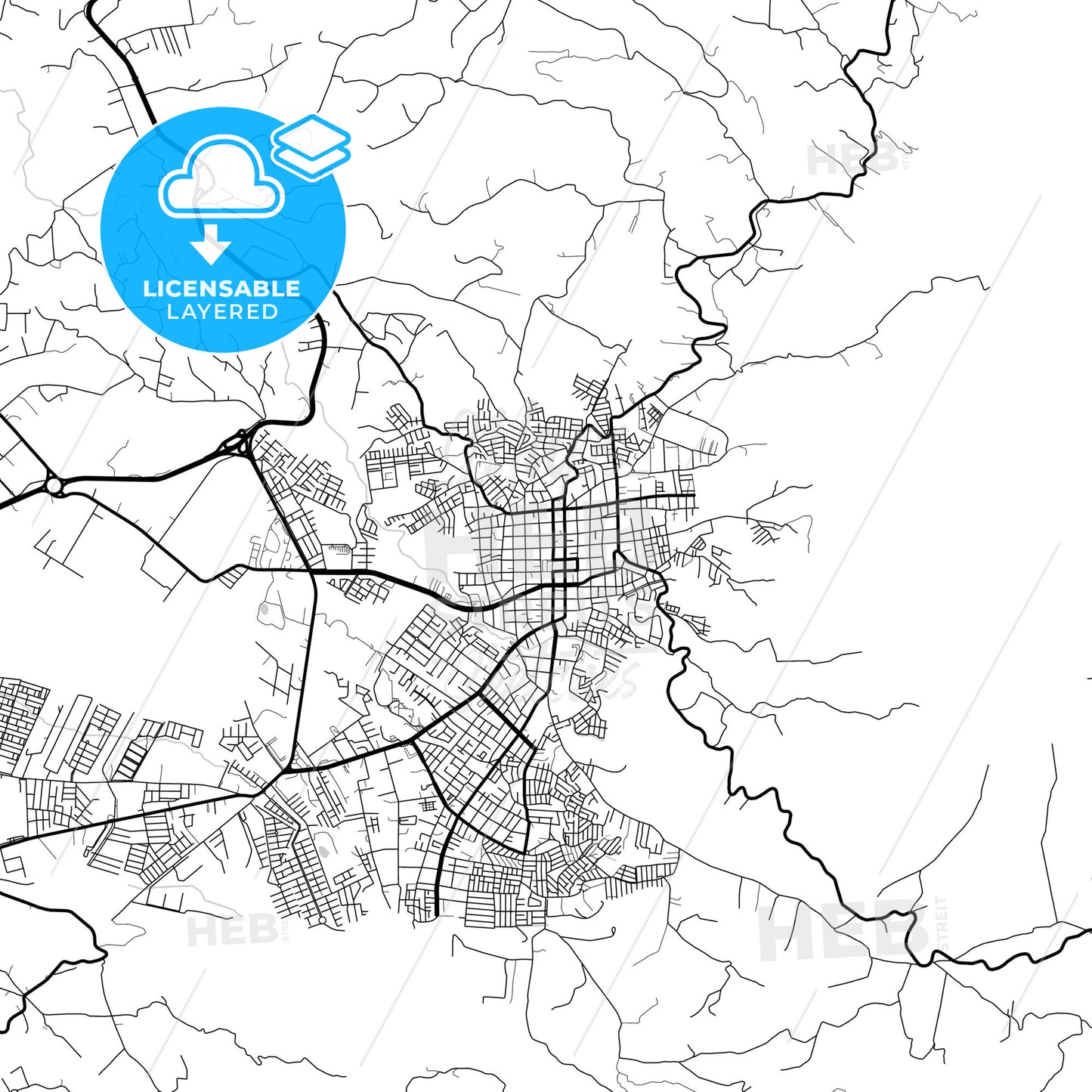 Layered PDF map of Fusagasuga, Colombia