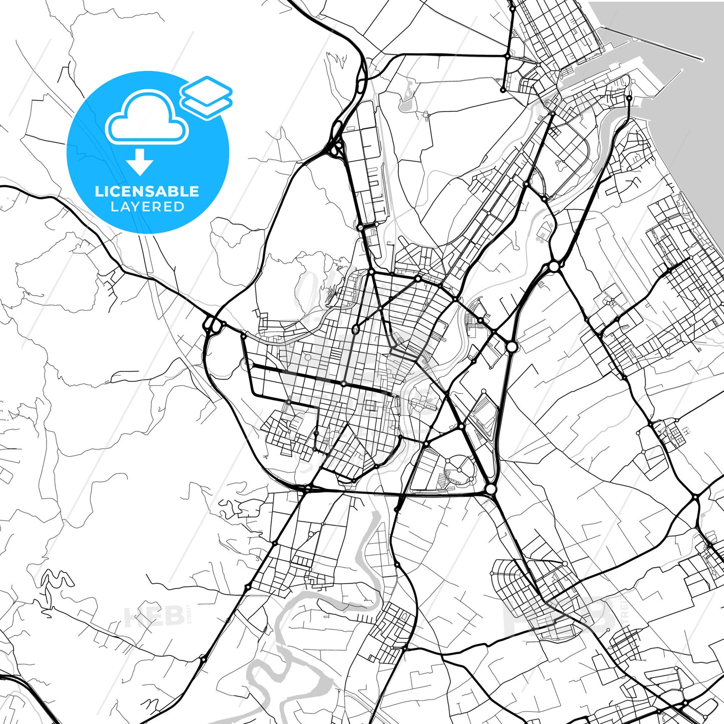 Layered PDF map of Gandia, Valencia, Spain