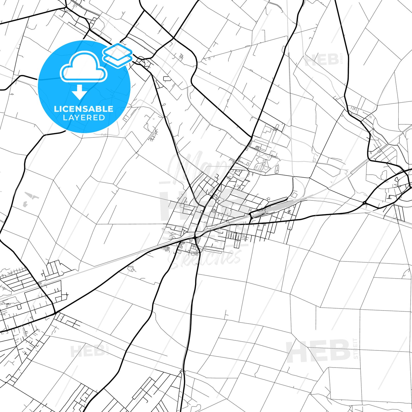 Layered PDF map of Gänserndorf, Lower Austria, Austria