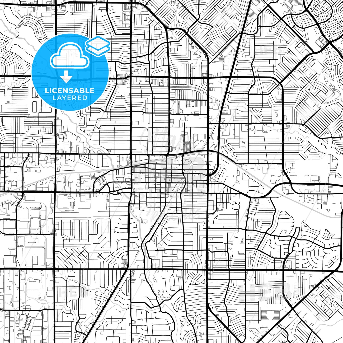 Layered PDF map of Garland, Texas, United States