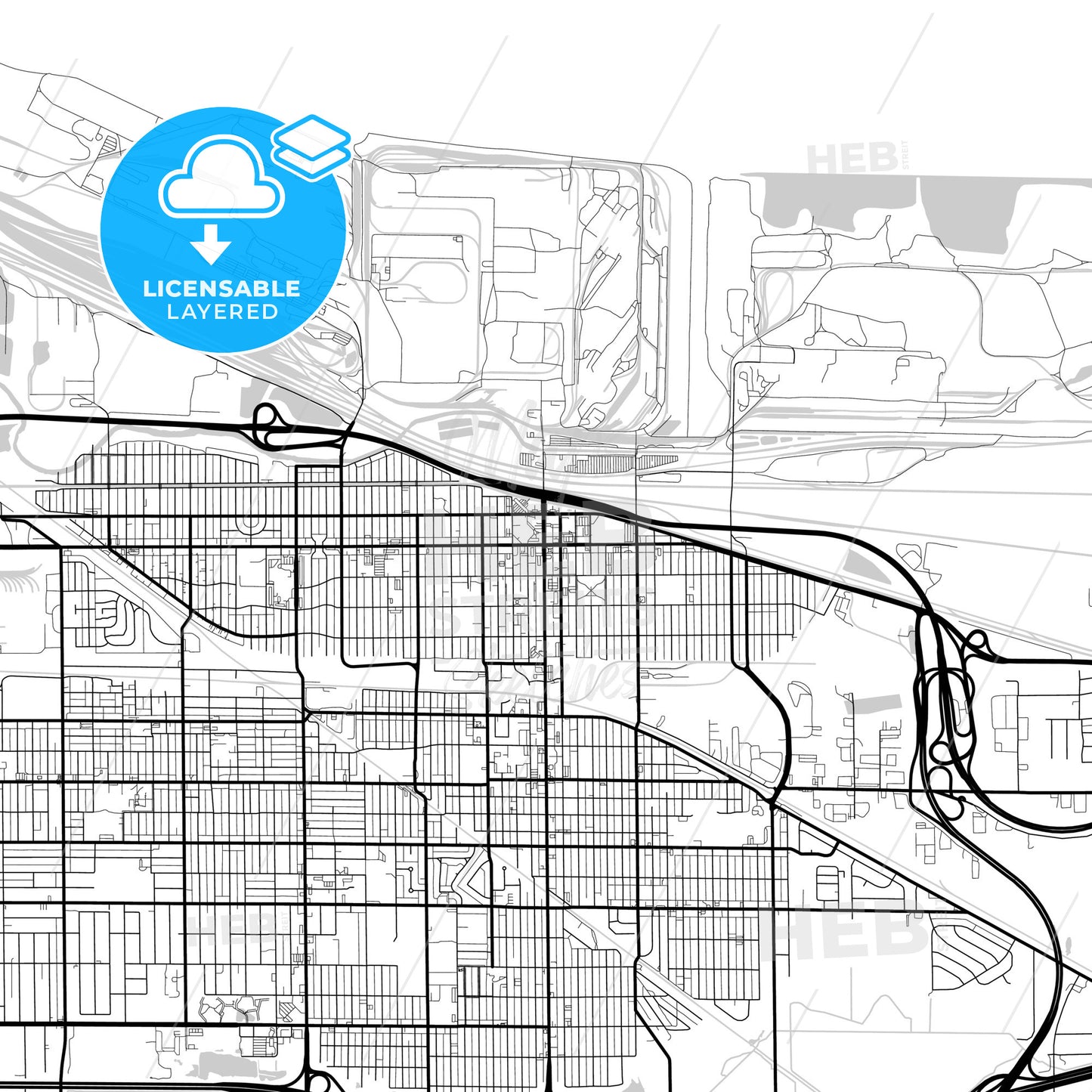 Layered PDF map of Gary, Indiana, United States