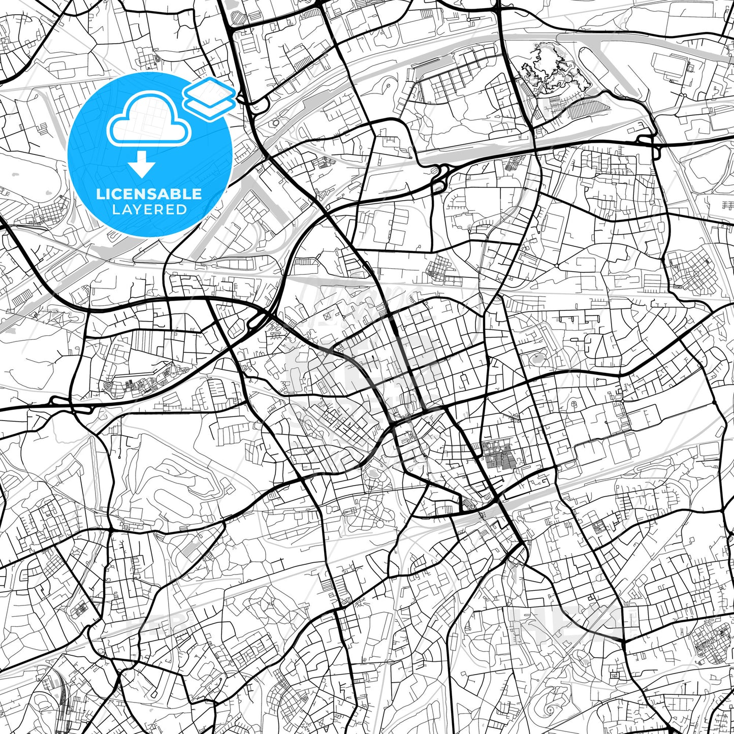 Layered PDF map of Gelsenkirchen, North Rhine-Westphalia, Germany