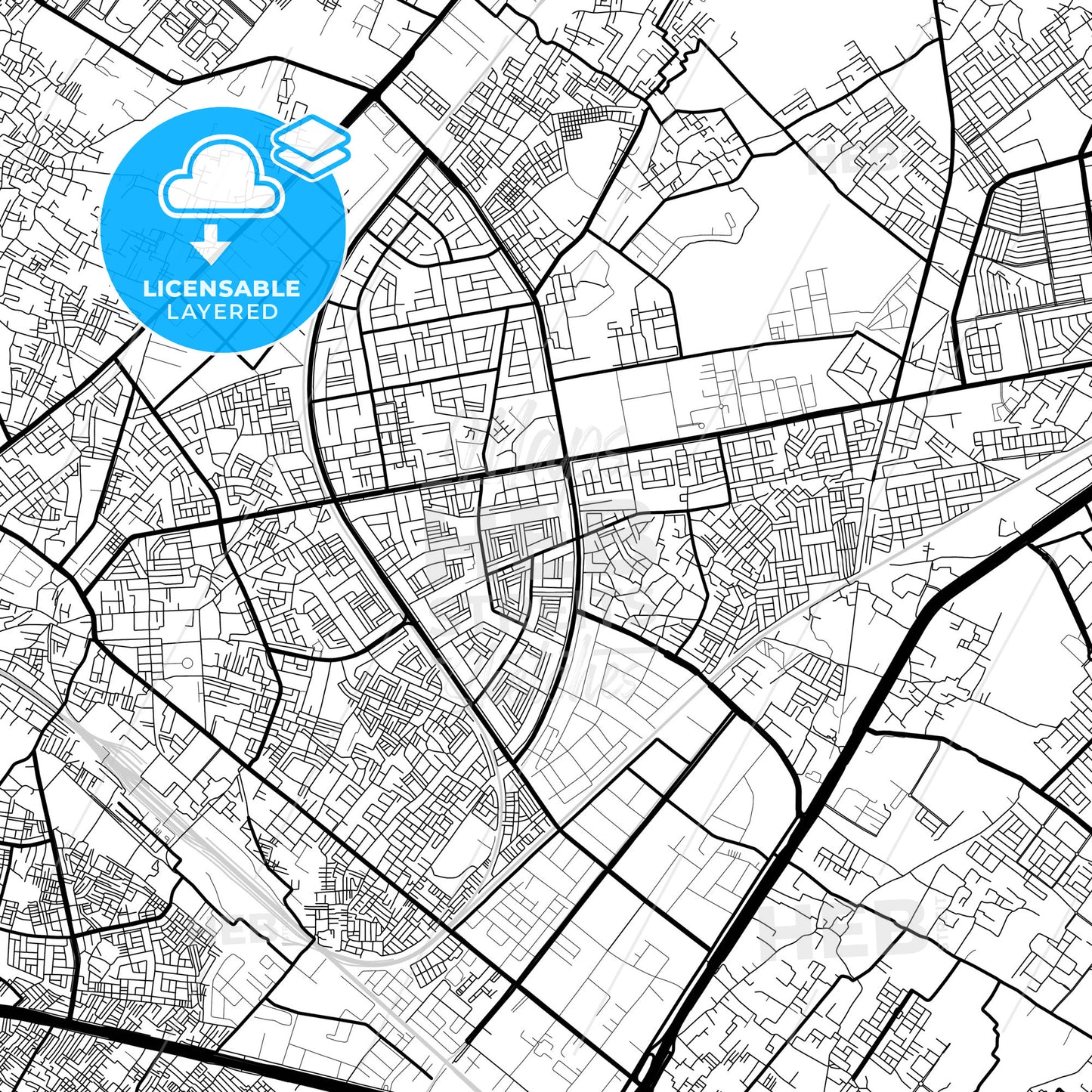 Layered PDF map of Ghaziabad, Uttar Pradesh, India