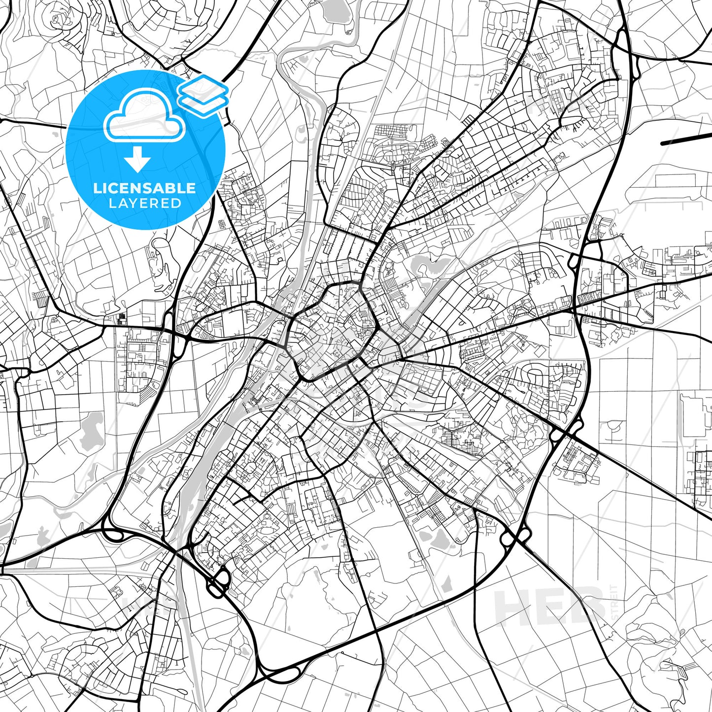 Layered PDF map of Gießen, Hesse, Germany