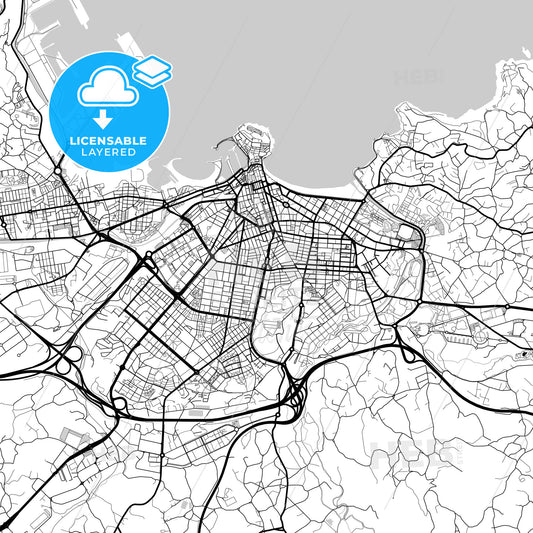 Layered PDF map of Gijón, Asturias, Spain