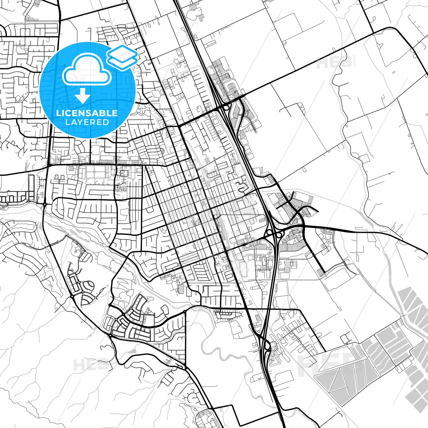 Layered PDF map of Gilroy, California, United States