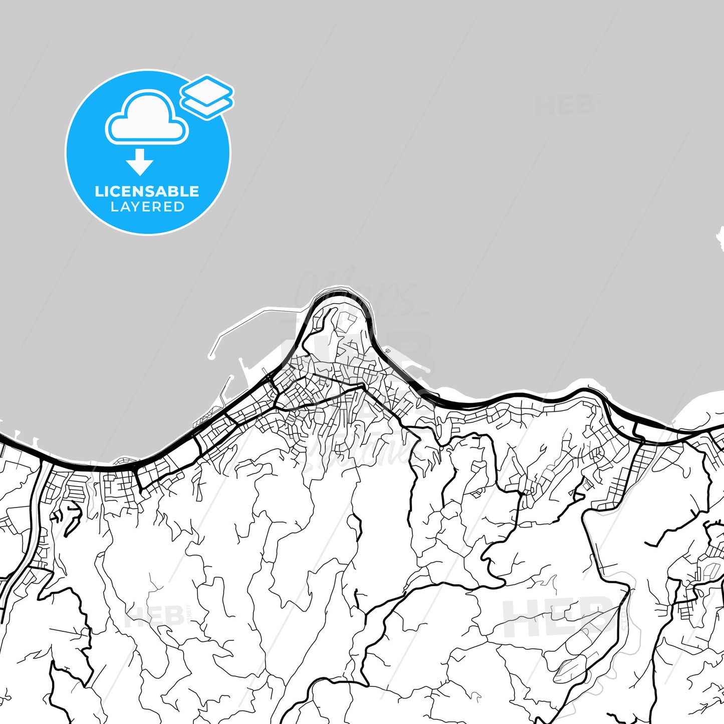 Layered PDF map of Giresun, Giresun, Turkey