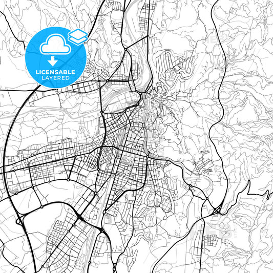 Layered PDF map of Girona, Spain