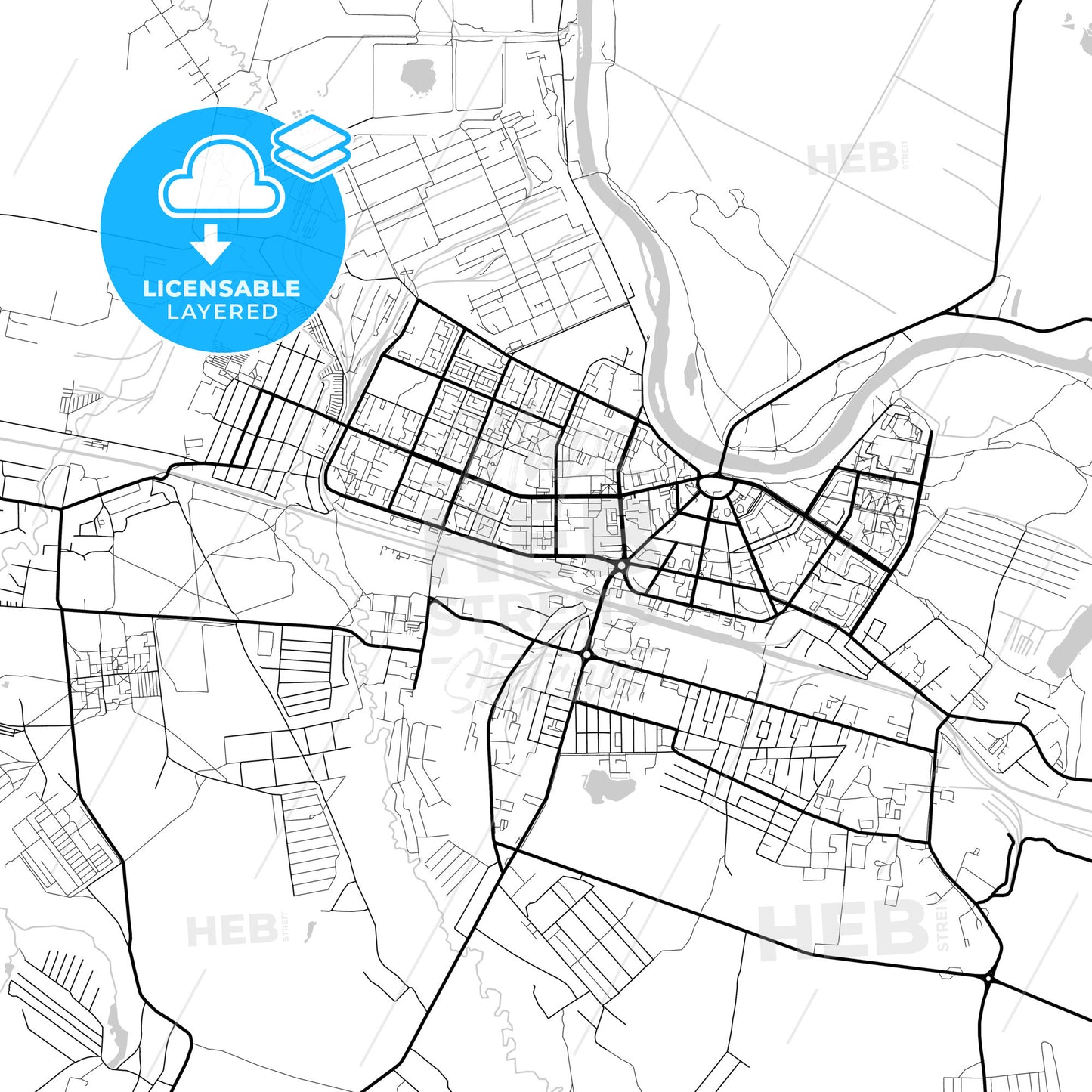 Layered PDF map of Glazov, Udmurt Republic, Russia