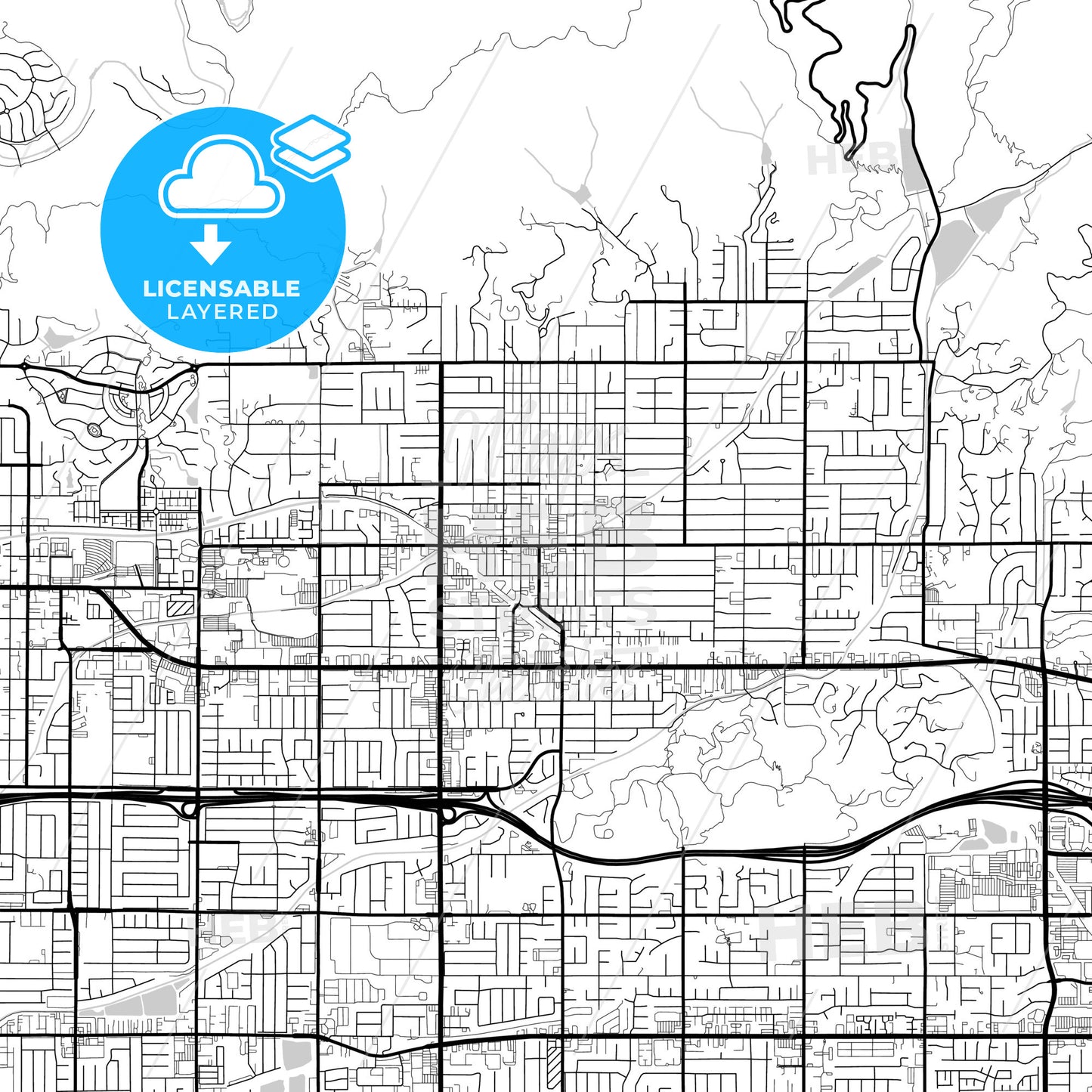 Layered PDF map of Glendora, California, United States