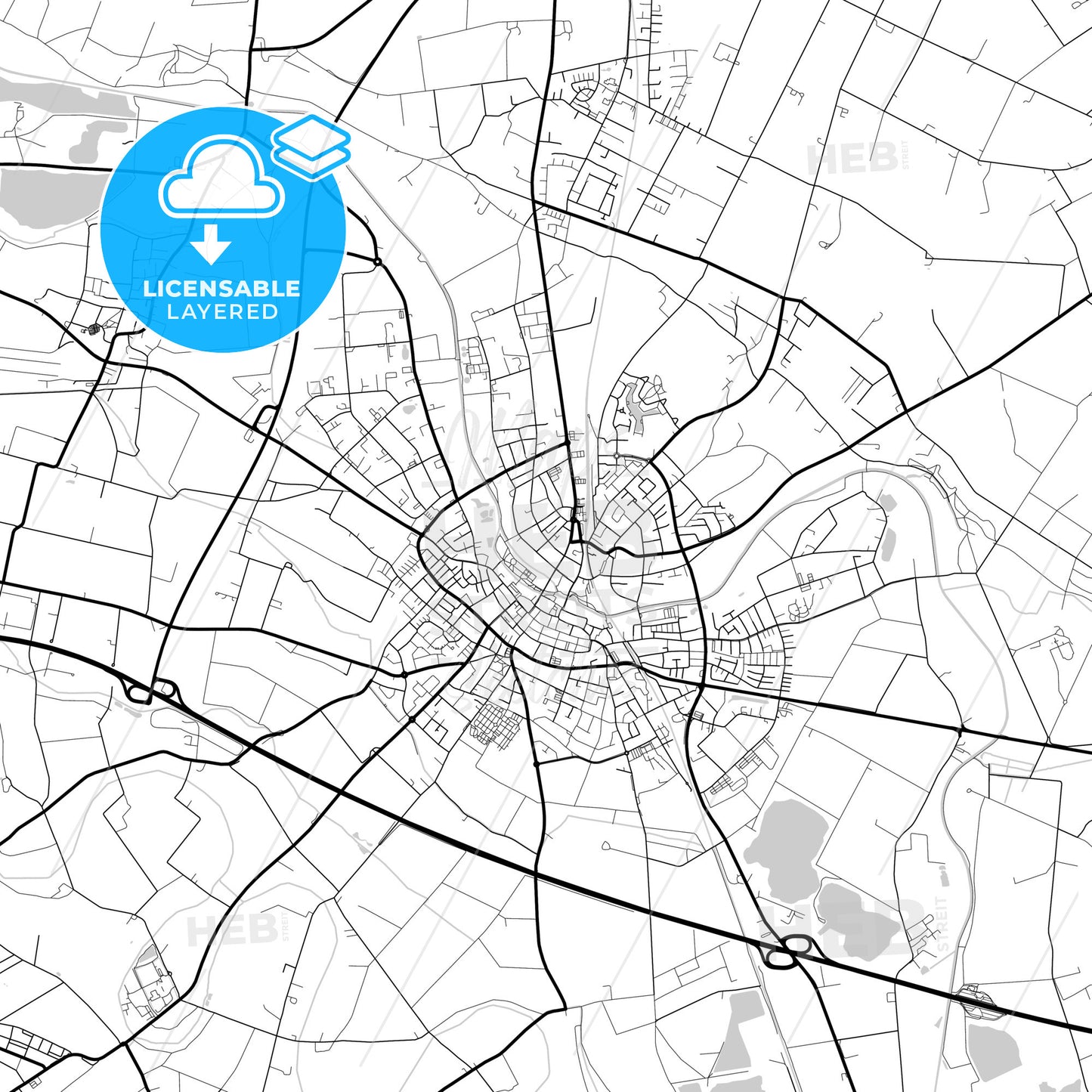 Layered PDF map of Goch, North Rhine-Westphalia, Germany