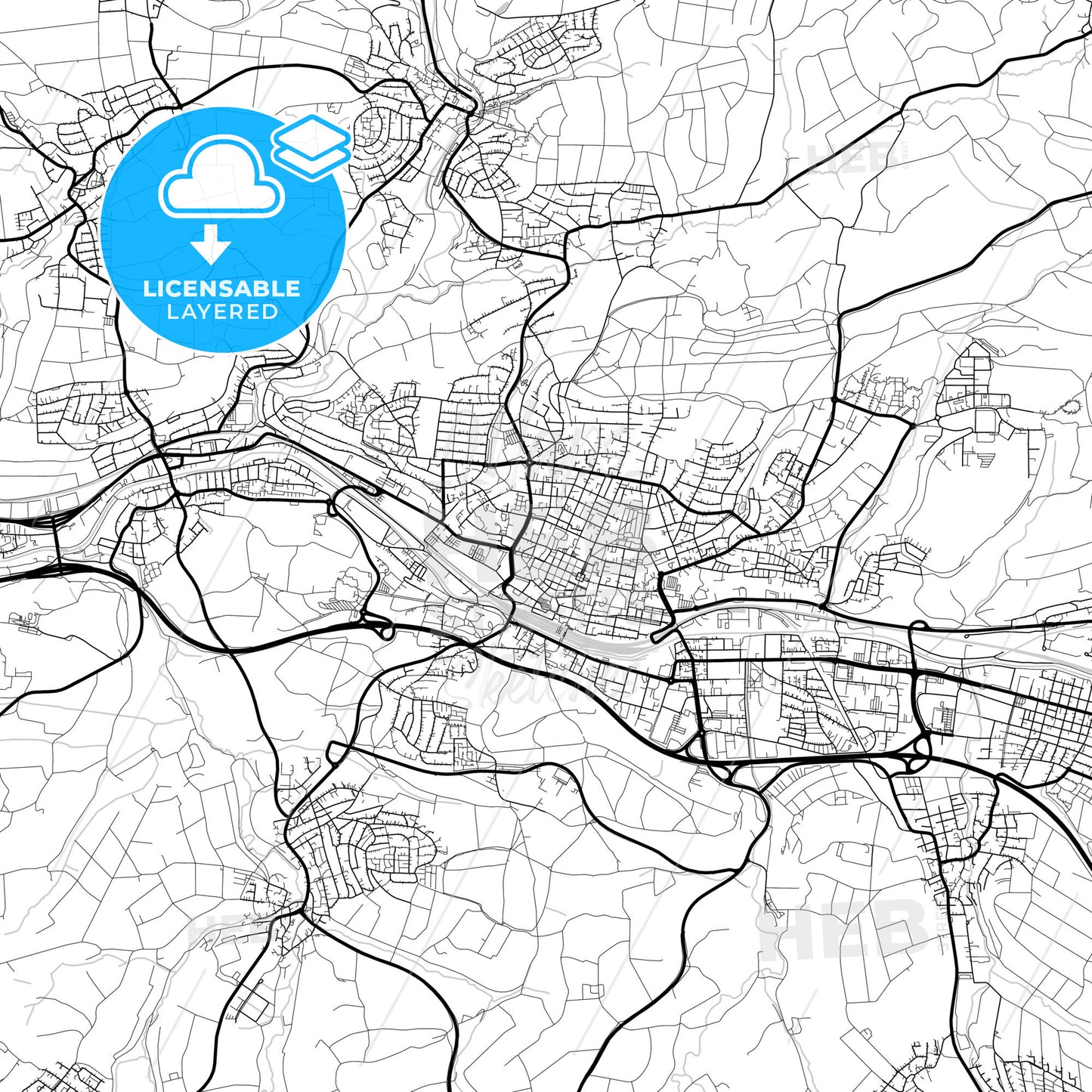 Layered PDF map of Goppingen, Baden-Wuerttemberg, Germany