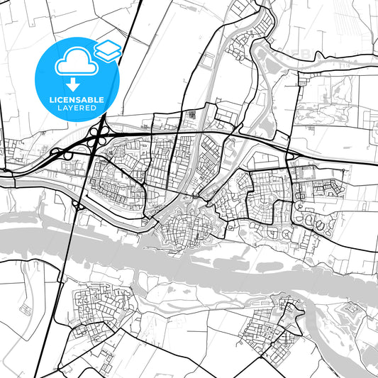 Layered PDF map of Gorinchem, South Holland, Netherlands